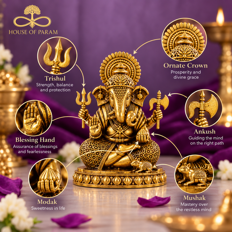 Brass shrimant Dagdusheth Halwai Ganpati 2 Inch