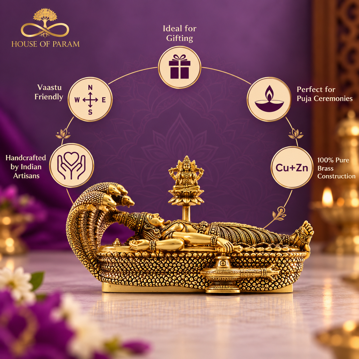 Brass Padmanabhaswamy 2.5 inch