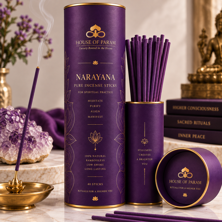 Narayana Lavender Incense Sticks by House of Param — 100% natural bambooless, 40 sticks for spiritual practice