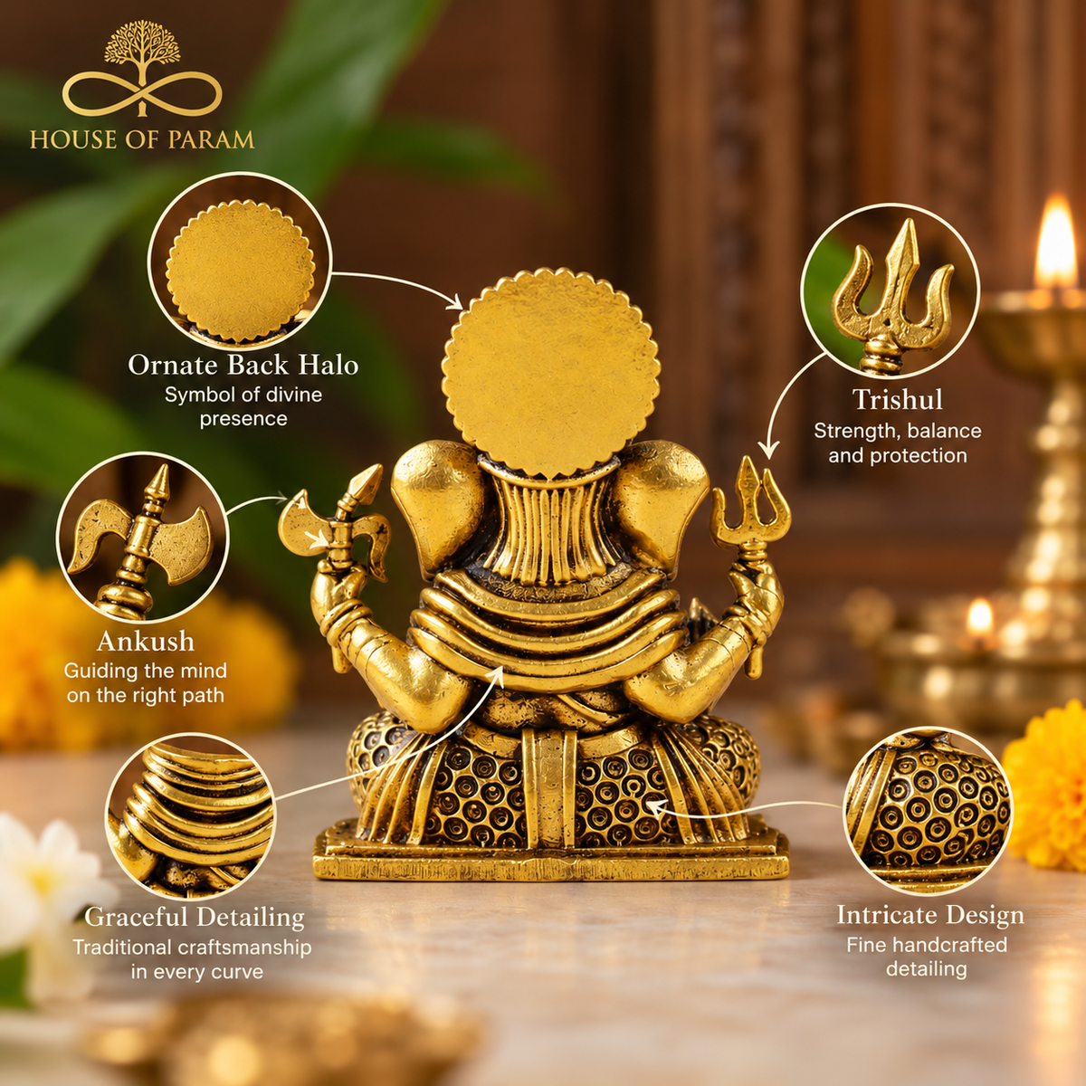 Brass shrimant Dagdusheth Halwai Ganpati 2 Inch
