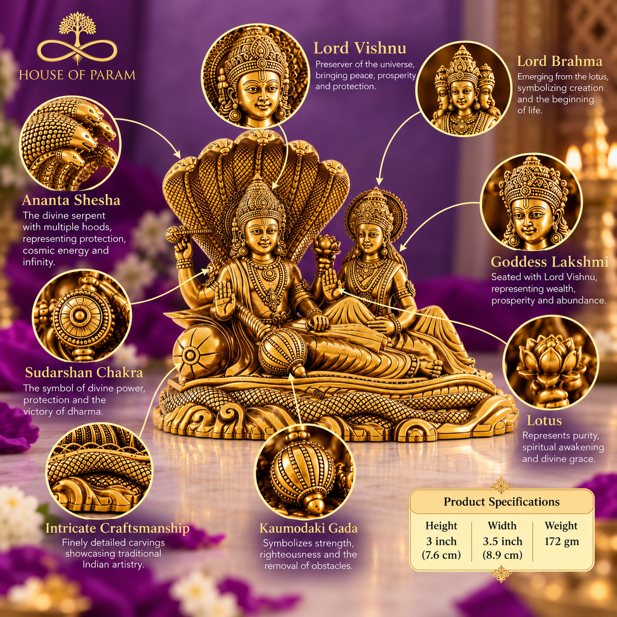 Brass Vishnu Lakshmi