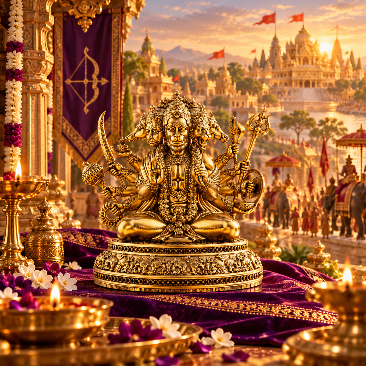 Brass Panchamukhi Hanuman Ji
