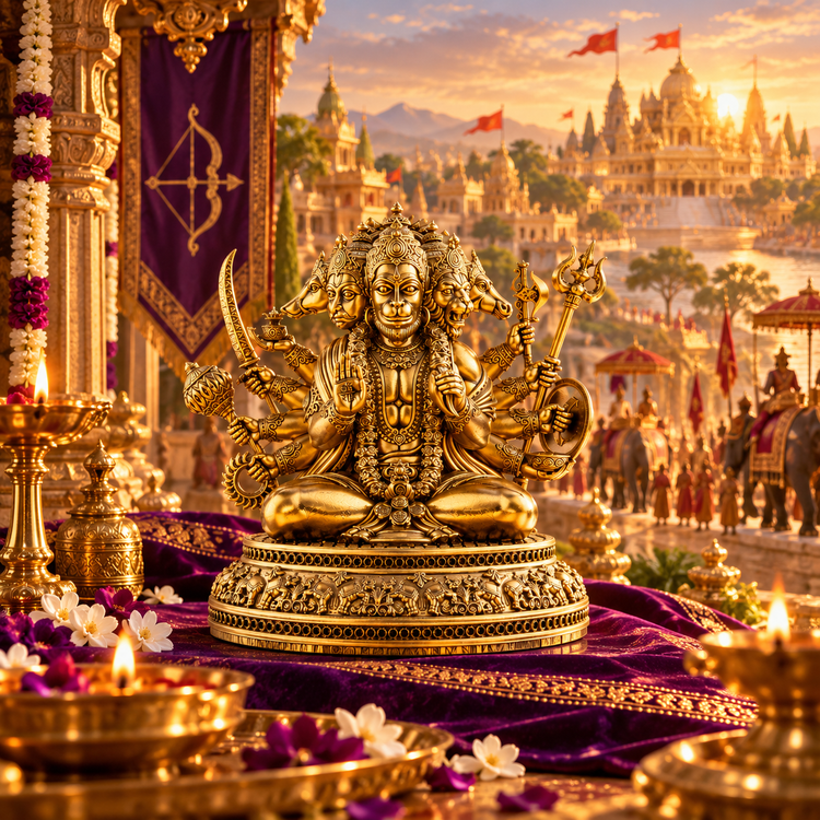 Brass Panchamukhi Hanuman Ji