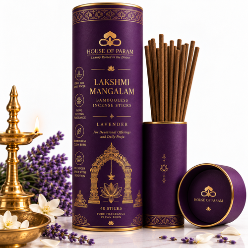 Lakshmi Mangalam Bambooless Lavender Incense Sticks by House of Param — 40 sticks, clean burn