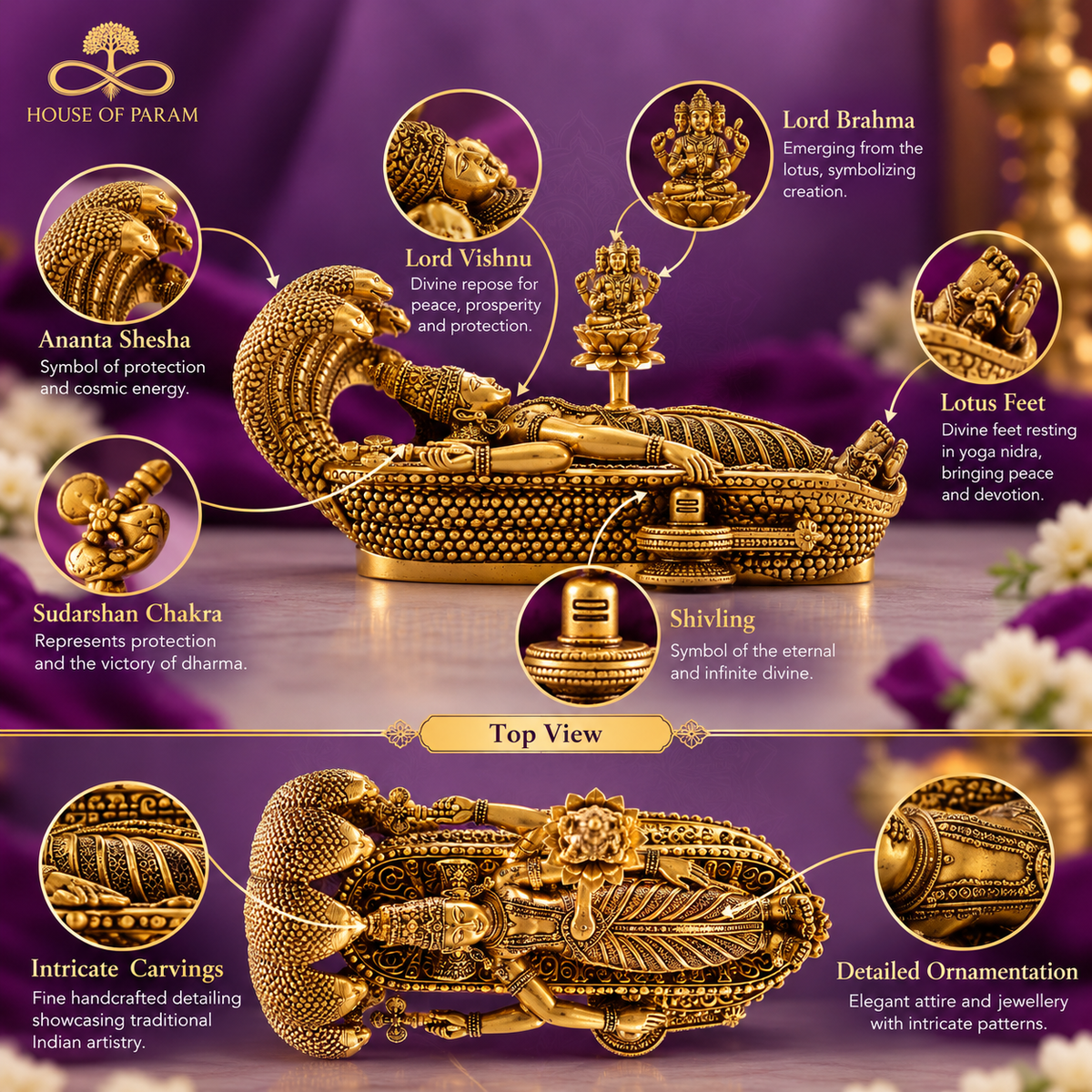 Brass Padmanabhaswamy 2.5 inch