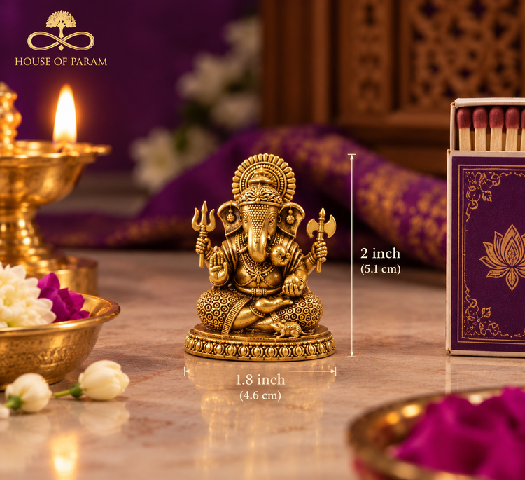 Brass shrimant Dagdusheth Halwai Ganpati 2 Inch